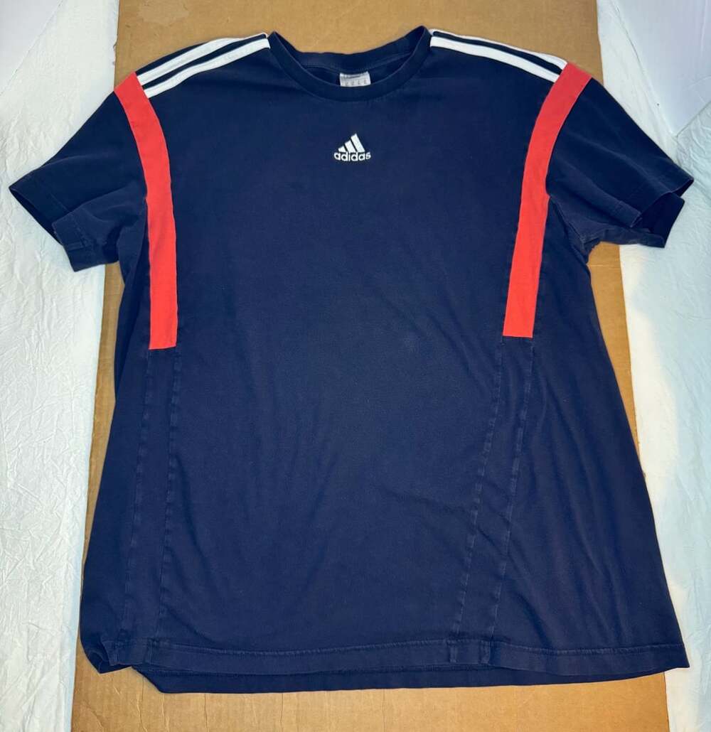 Adidas Essentials Colorblock Tee Size XL Navy Blue Red White
